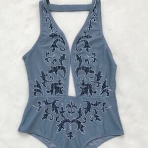 Sold Out Beach Riot “Lex” one-piece swimsuit in the Paisley embroidery design.